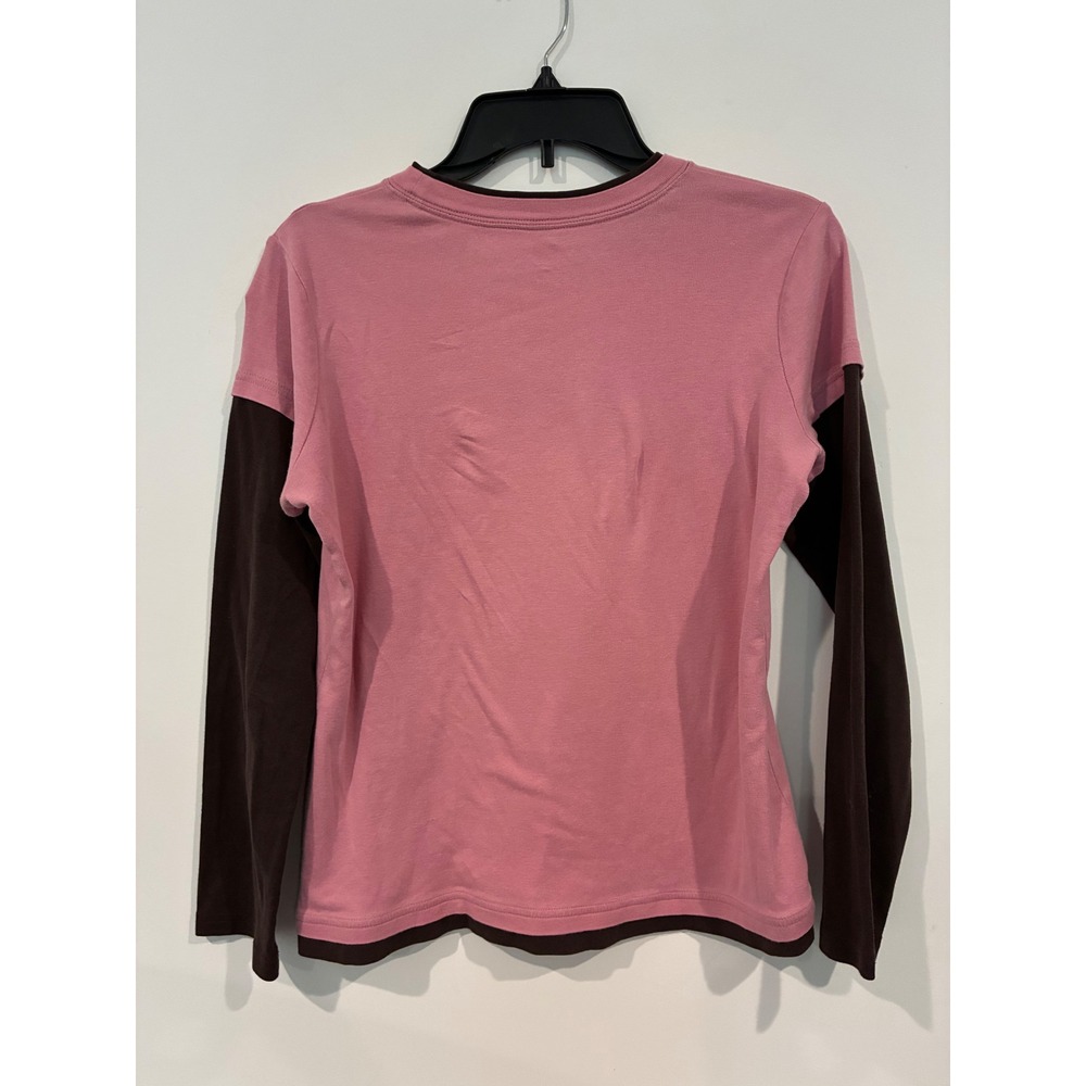 Y2K Petite M Layered Pink Brown Rhinestone Graphic Top Twilight Bella Swan Core - Picture 4 of 5